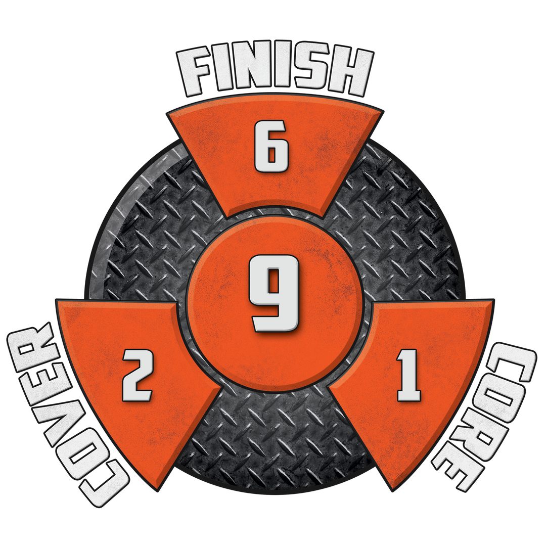 The AXE performance graphic with a 6 Finish, a 1 Core, a 2 Cover, and in the center, a Cumulative total of 9.