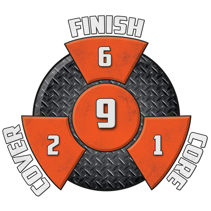 The AXE performance graphic with a 6 Finish, a 1 Core, a 2 Cover, and in the center, a Cumulative total of 9.