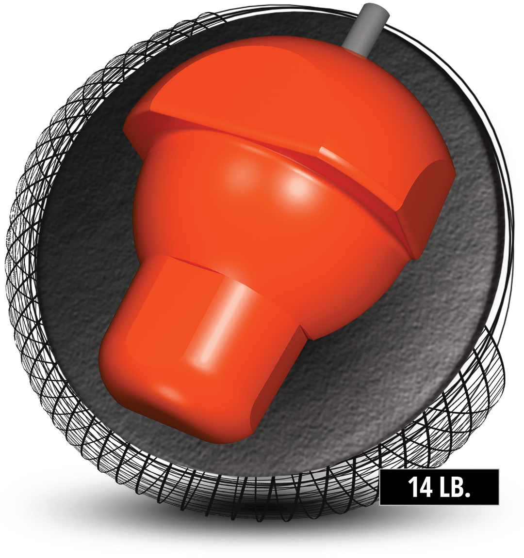 Black Pearl Urethane core for fourteen pound bowling balls.