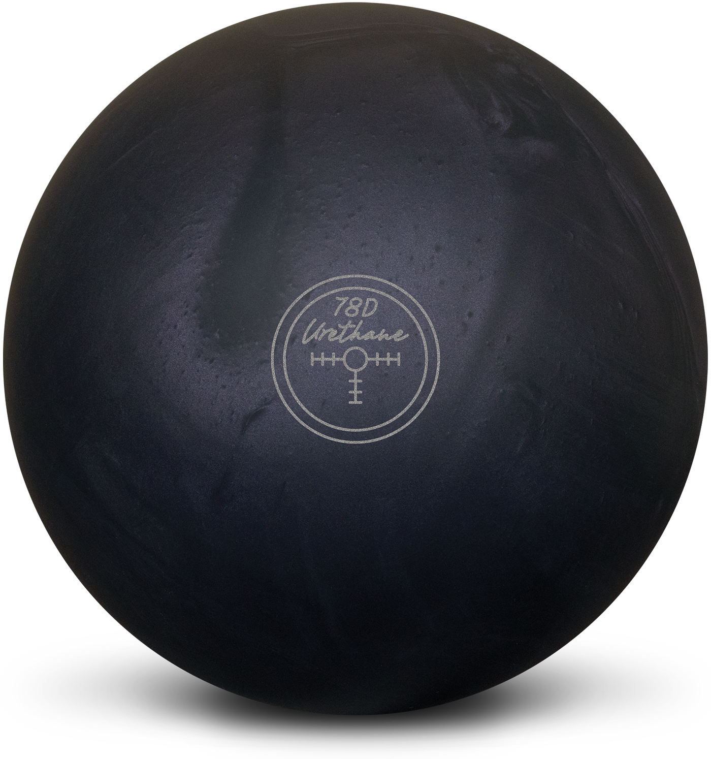 Black Pearl Urethane bowling ball showing the center of gravity marker
