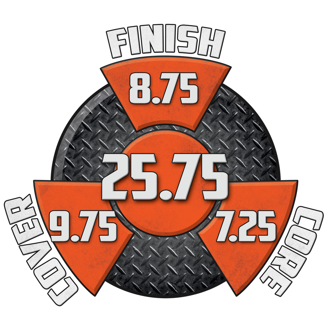 Dark Web Hybrid performance graphic with an 8.75 Finish, a 7.25 Core, a 9.75 Cover, and in the center, a Cumulative total of 25.75.