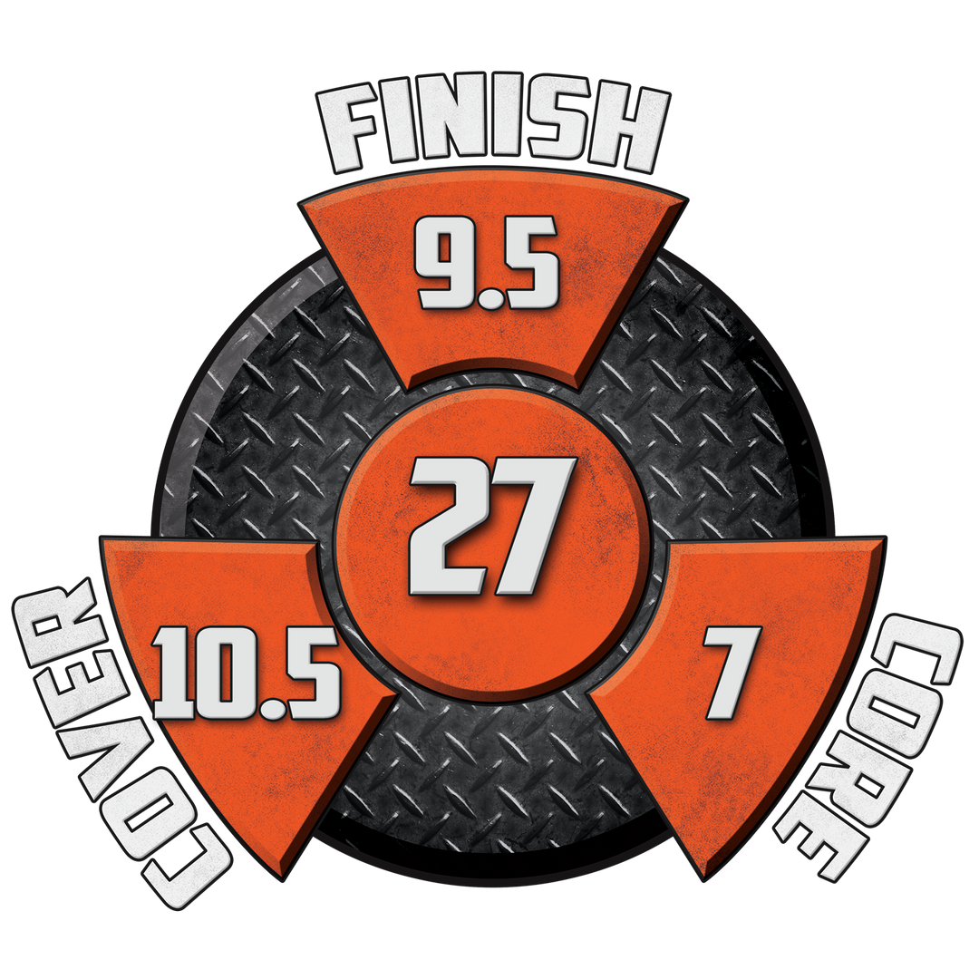 Envy Tour performance graphic with a 9.5 Finish, a 7 Core, a 10.5 Cover, and in the center, a Cumulative total of 27.