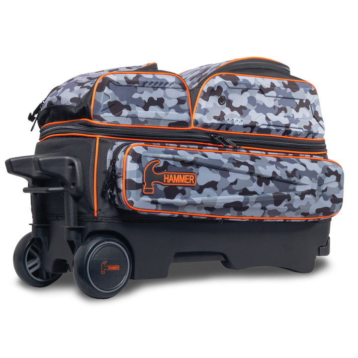 Hammer Gantlet Triple Roller Camo laying down side three-quarter view with the base and wheels facing left.