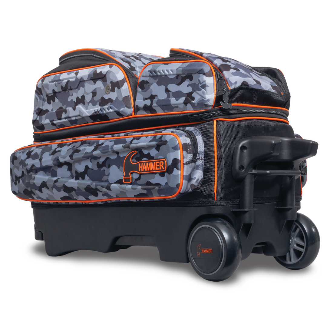 Hammer Gantlet Triple Roller Camo laying down side three-quarter view with the base and wheels facing right.