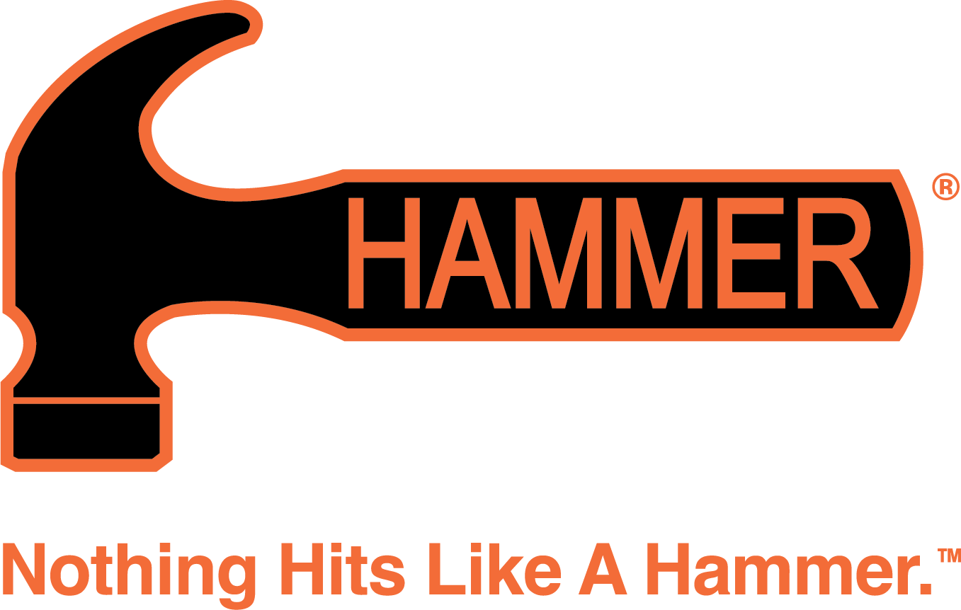 Hammer Bowling Logo in Black and Orange with tagline, Nothing Hits Like A Hammer.