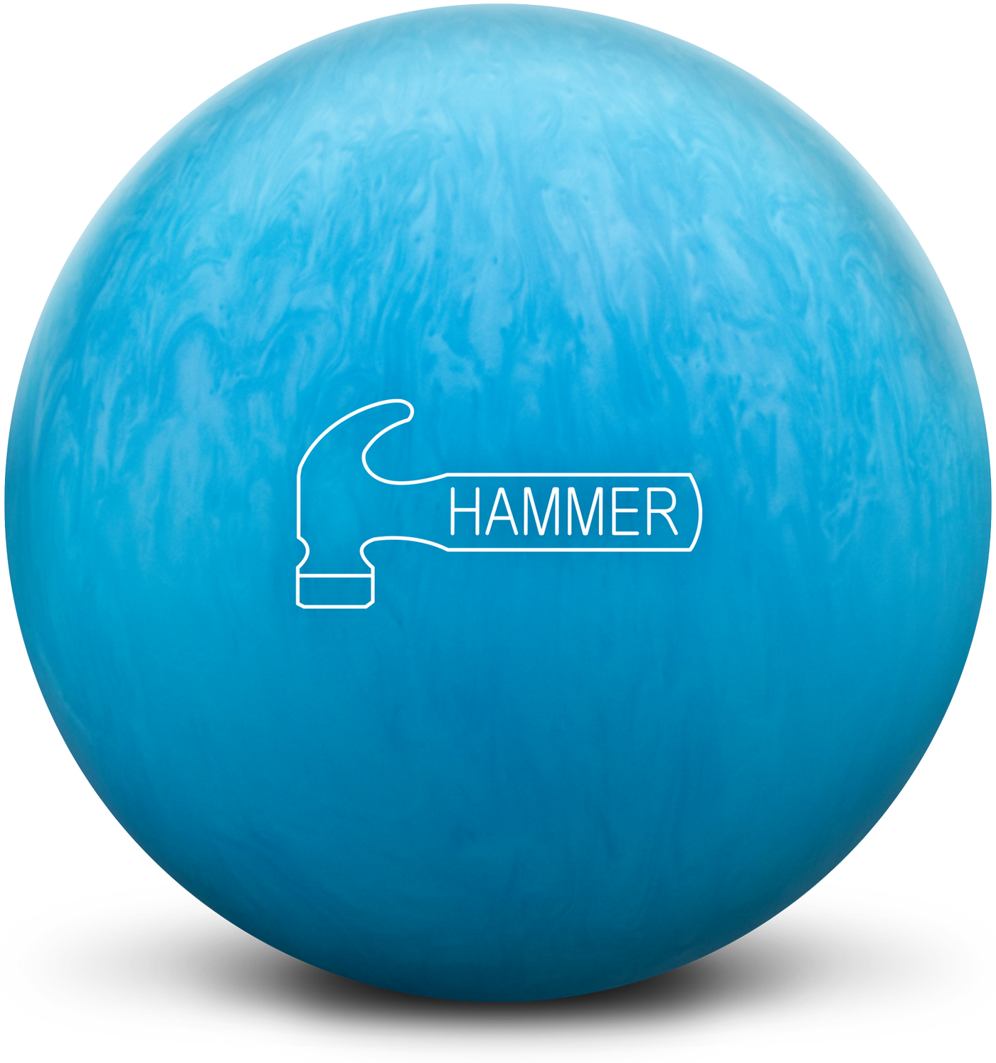NU Blue Hammer bowling ball brand logo side
