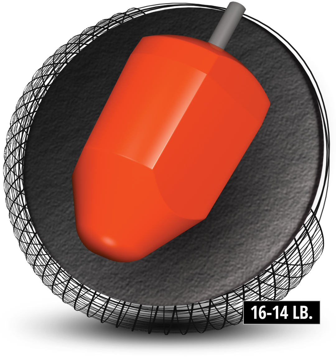 Raw Hammer core for sixteen to fourteen pound bowling balls.