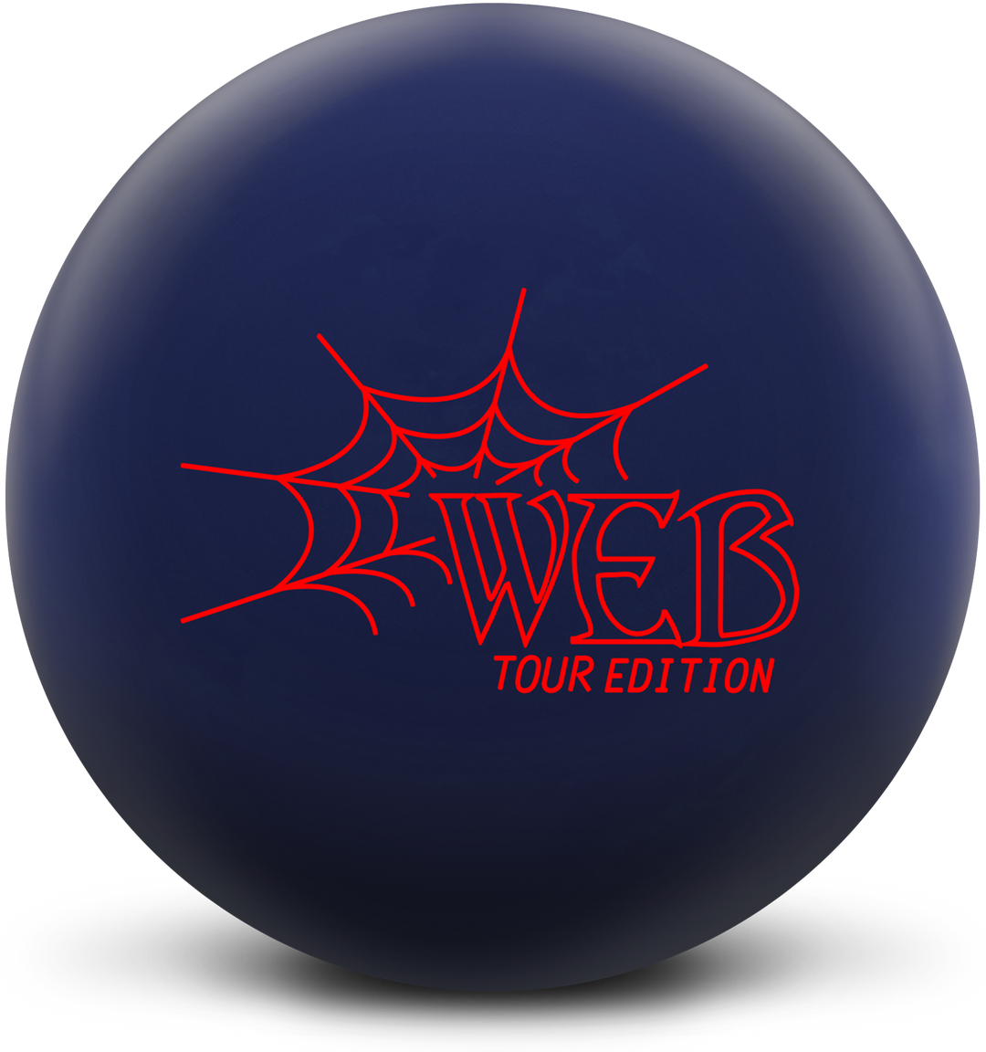 A navy colored bowling ball with the Web Tour Edition logo in red centered prominently.