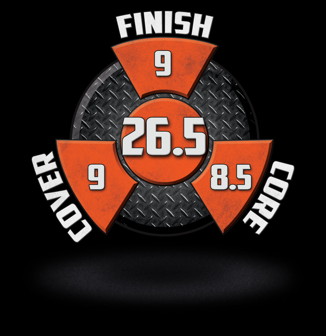 Fugitive Solid performance graphic with a 9 Finish, an 8.5 Core, a 9 Cover, and in the center, a Cumulative total of 26.5.