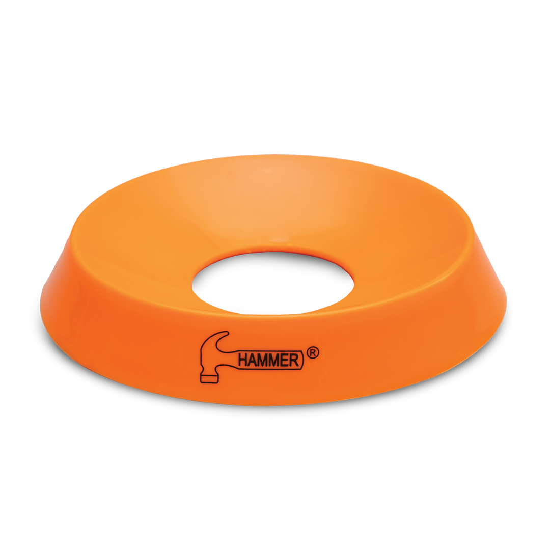 An orange ball cup with the Hammer logo printed on the front in black.