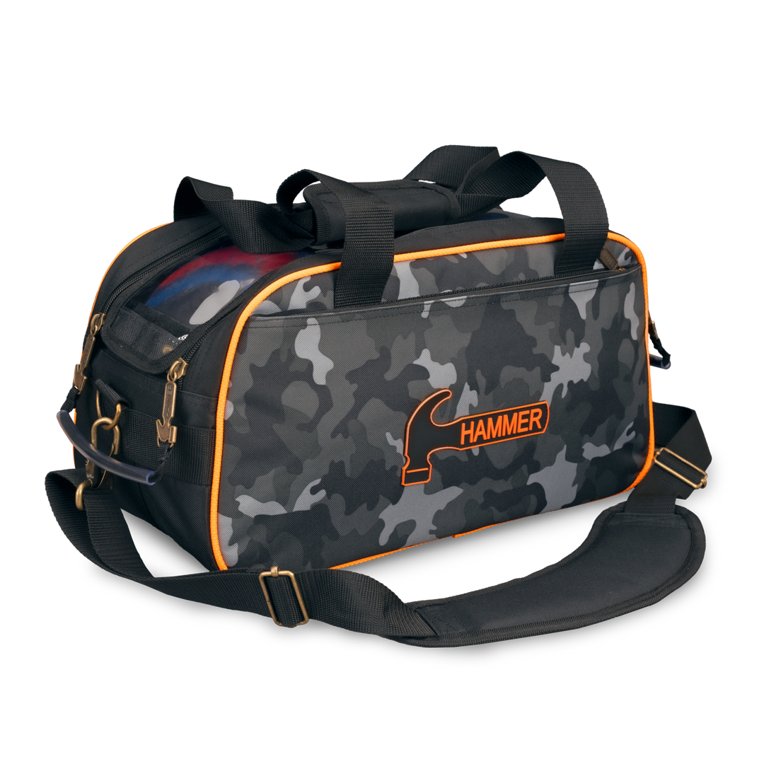 Premium Double Tote - Camo three quarter side view facing right