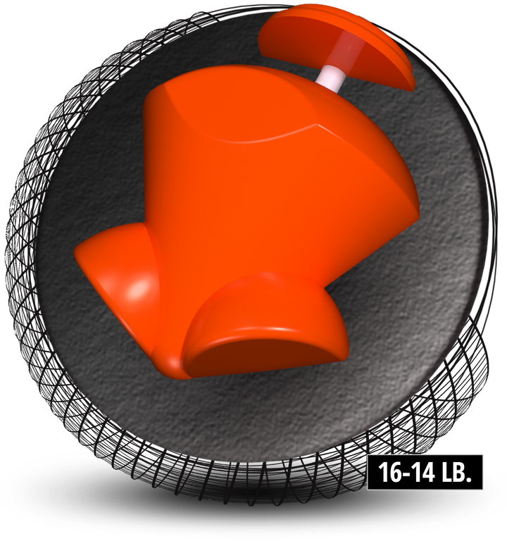 The Black Widow Spare+ core for sixteen to fourteen pound bowling balls.