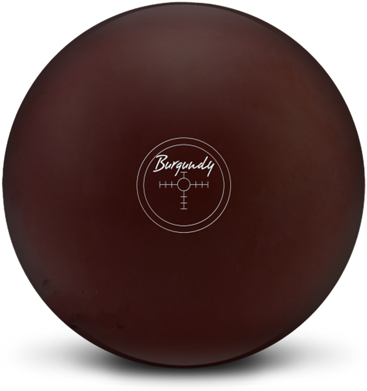 A burgundy colored bowling ball with the Burgundy cross-hairs Center of Gravity logo in white.