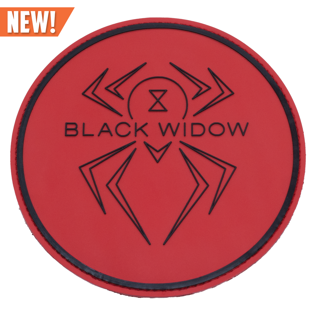 Black Widow Rubber Shammy in Red looking at the front with the word, "NEW!" at the top.