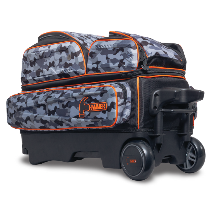 Hammer Gantlet Triple Roller Camo laying down side three-quarter view with the base and wheels facing right.