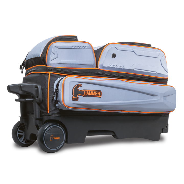 Hammer Gantlet Triple Roller Grey laying down side three-quarter view with the base and wheels facing left.