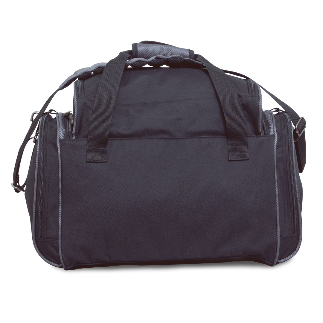 Premium Deluxe Double Tote black / grey straight on rear view.