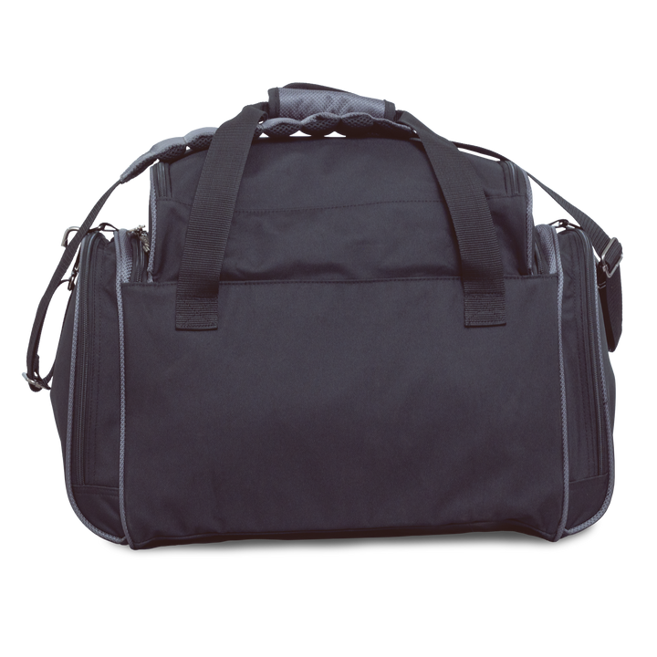 Premium Deluxe Double Tote black / grey straight on rear view.