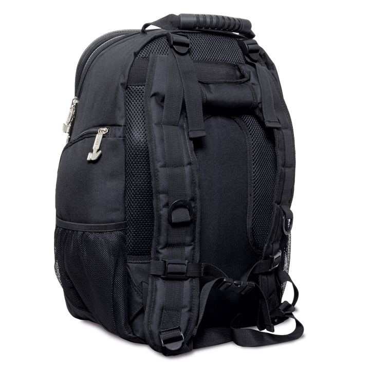 Tournament Backpack three quarter rear view facing right.