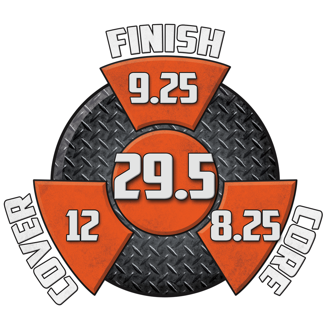 The Zero Mercy Solid performance graphic with a 9.25 Finish, an 8.25 Core, a 12 Cover, and in the center, a Cumulative total of 29.5.